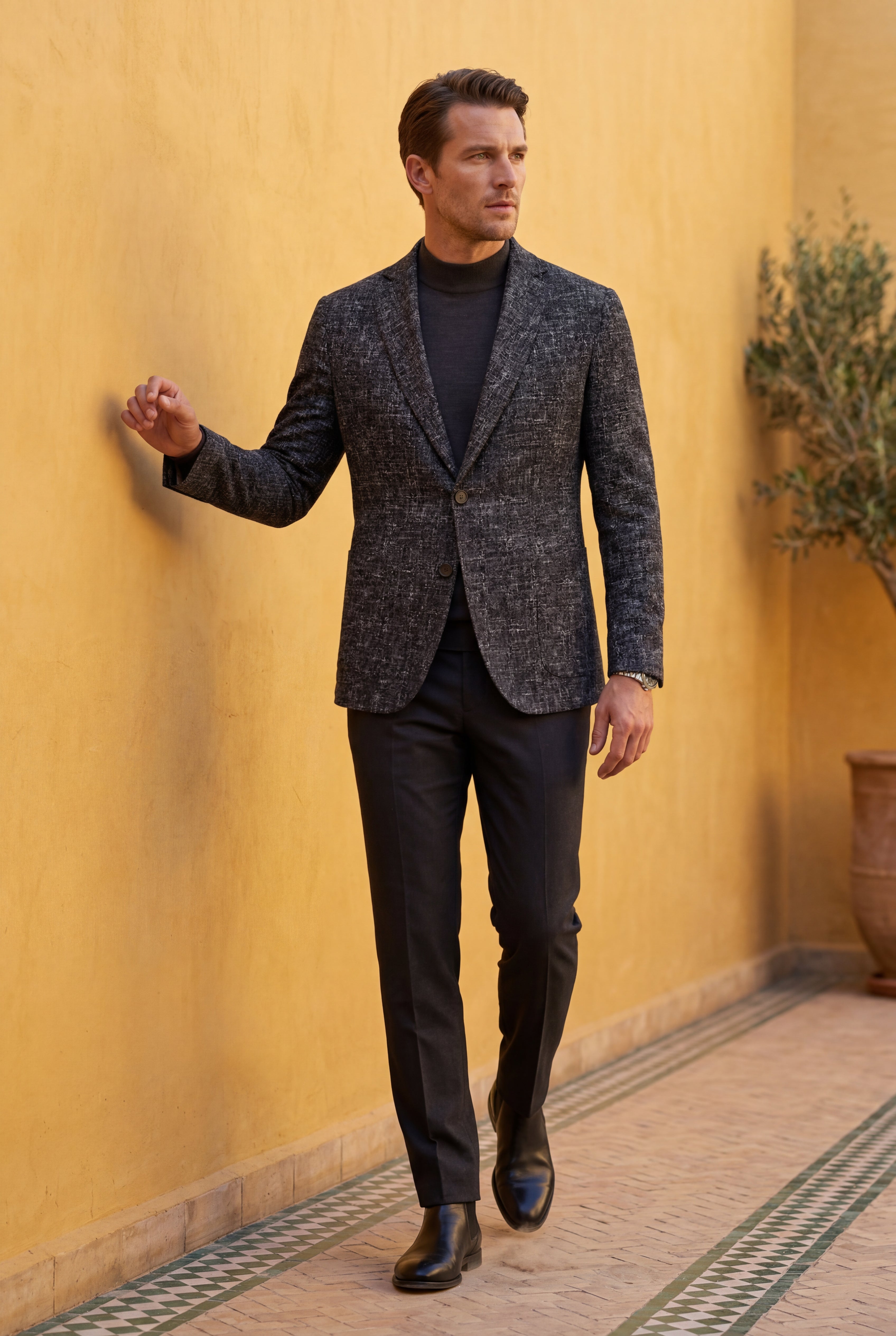 Liam | Men's Windowpane Check Tailored Slim Fit Blazer