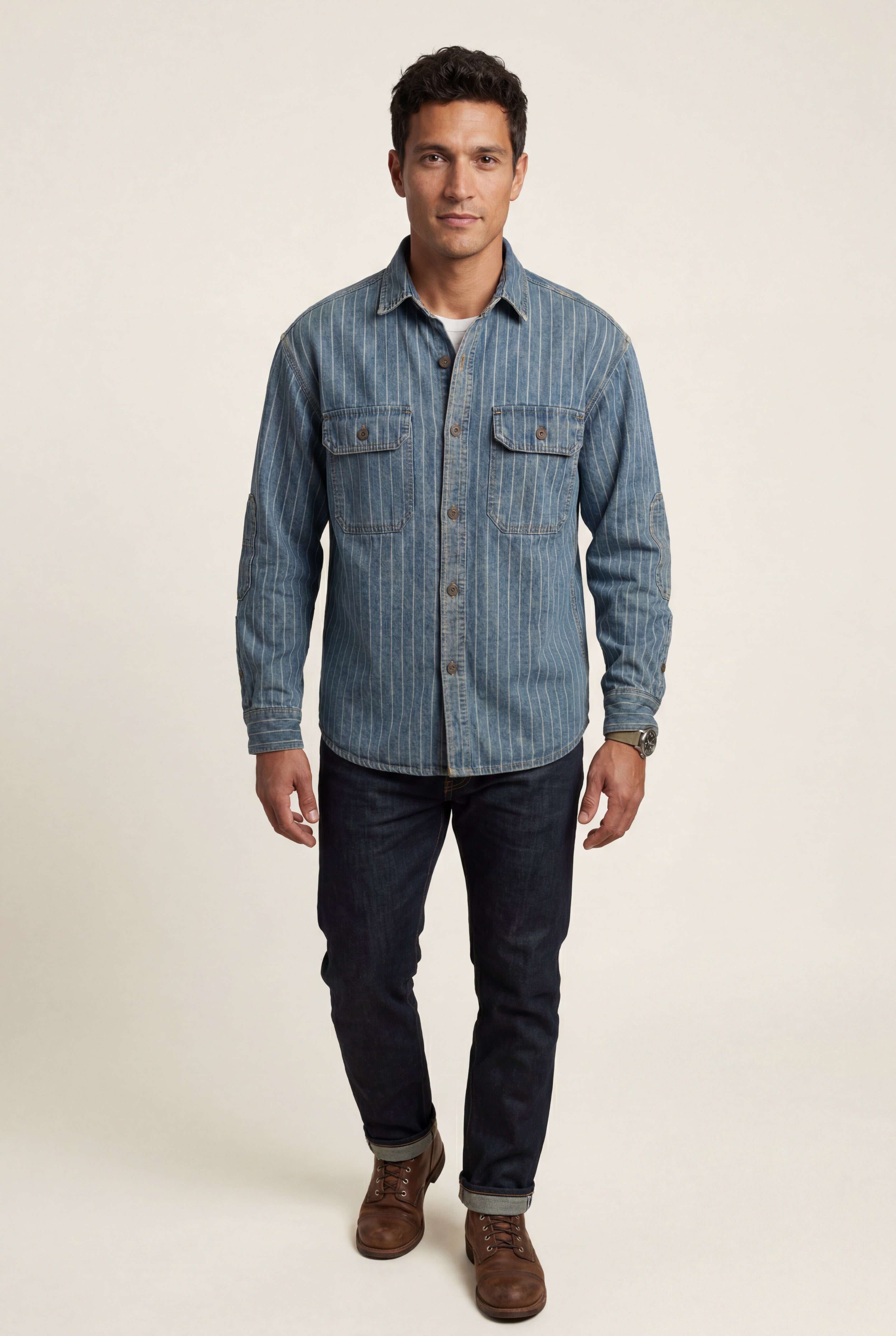 Kian | Pinstripe Button-up Shirt with Chest Pockets