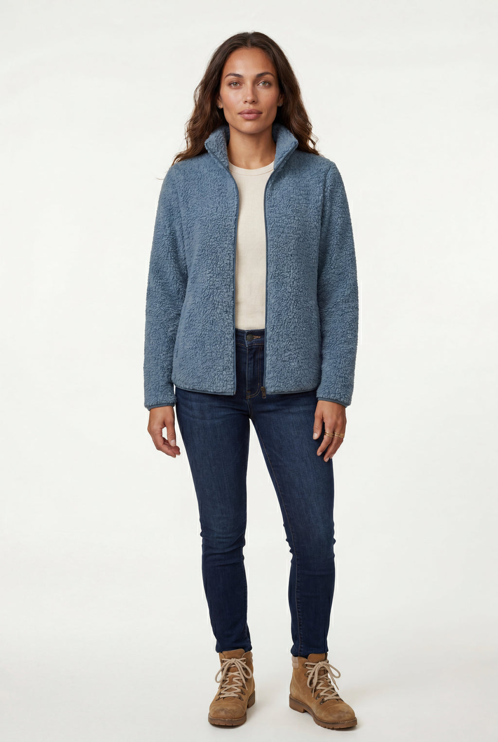 Plush Zip-up Jacket with Stand Collar | Senna