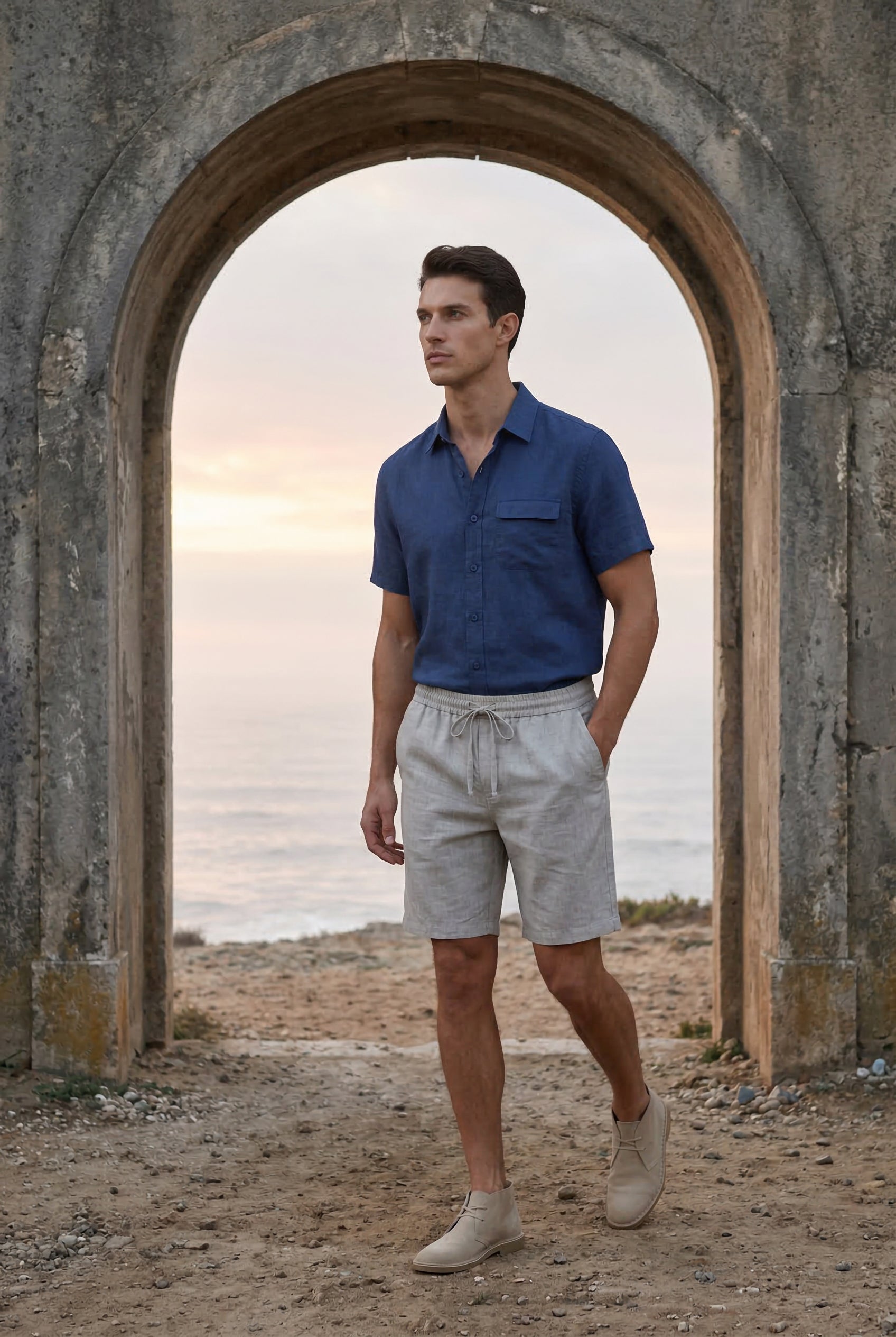 Liam | Relaxed Fit Above Knee Drawstring Shorts