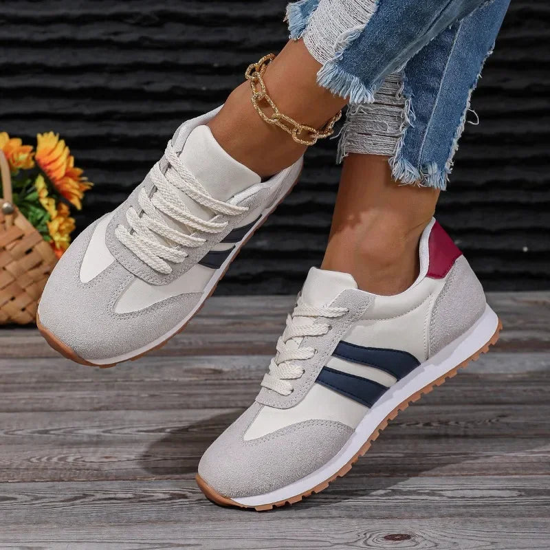 Lia | Retro Color-block Lace-up Walking Sneakers