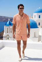 Liam | Ribbed Short Sleeve Shirt and Shorts Set