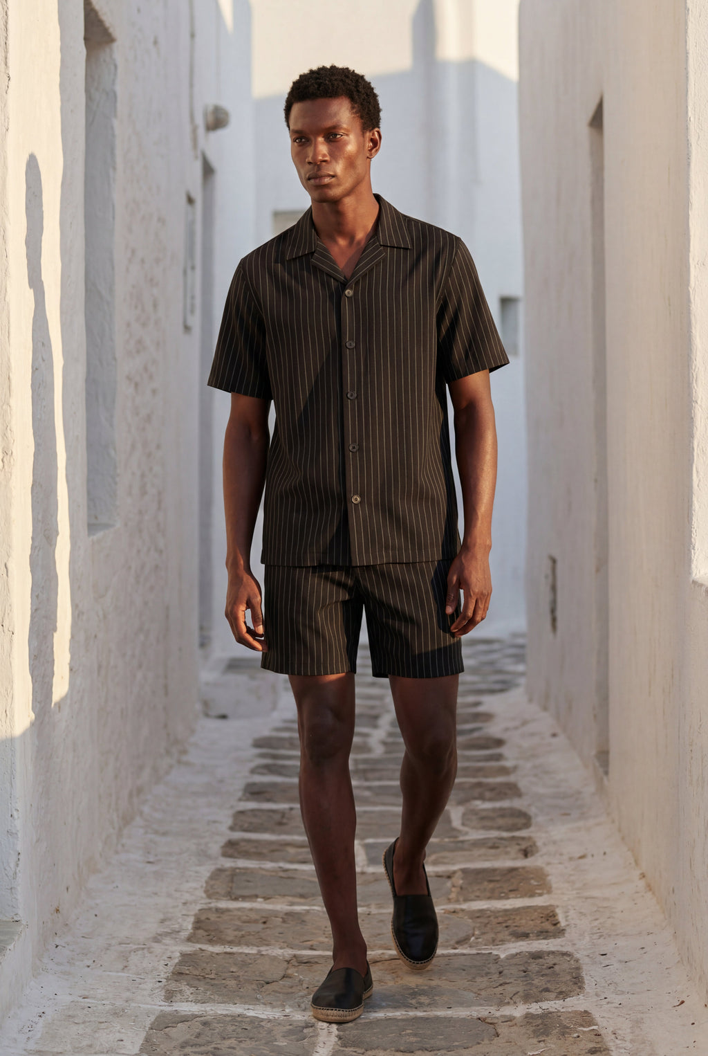 Liam | Ribbed Short Sleeve Shirt and Shorts Set