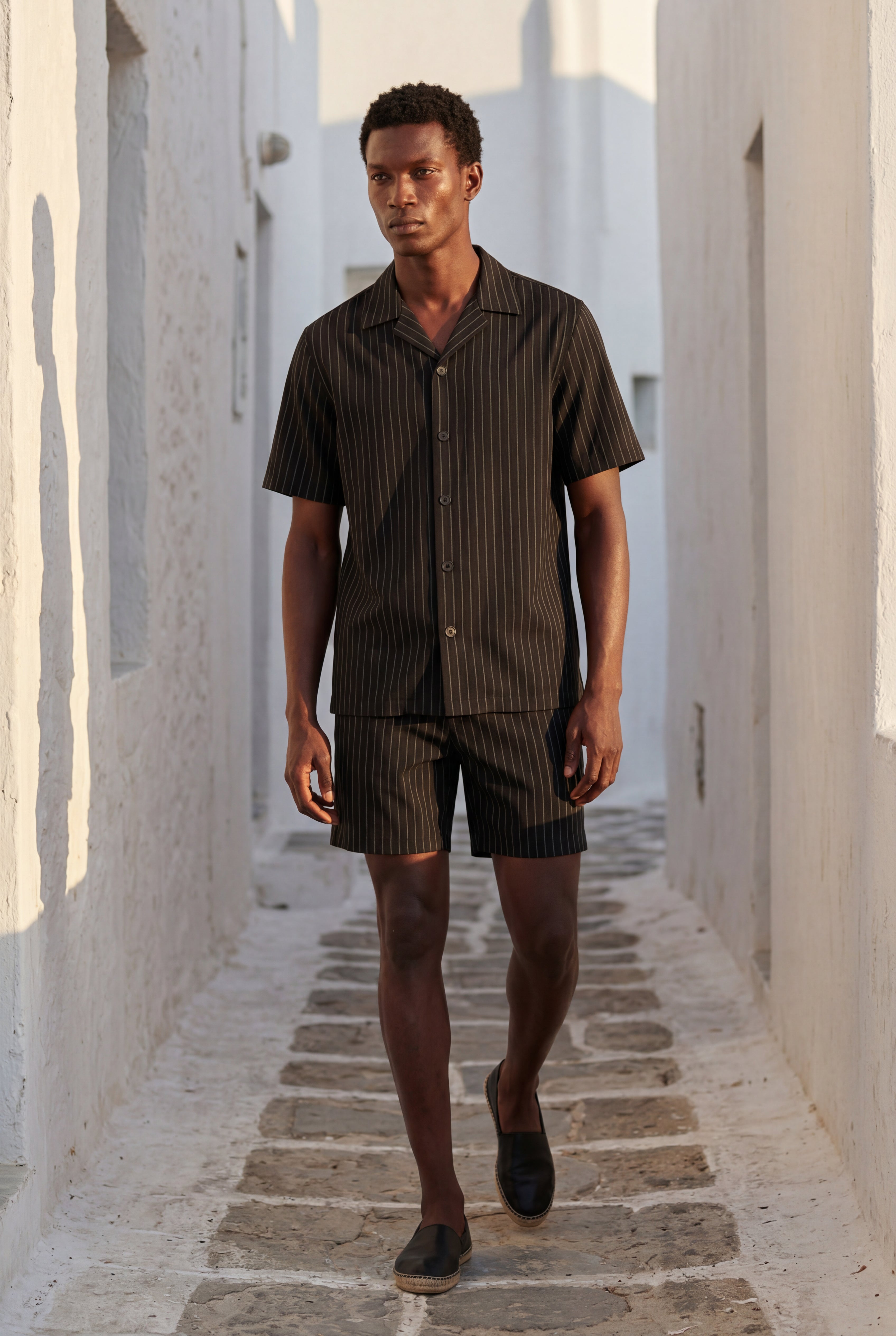 Liam | Ribbed Short Sleeve Shirt and Shorts Set