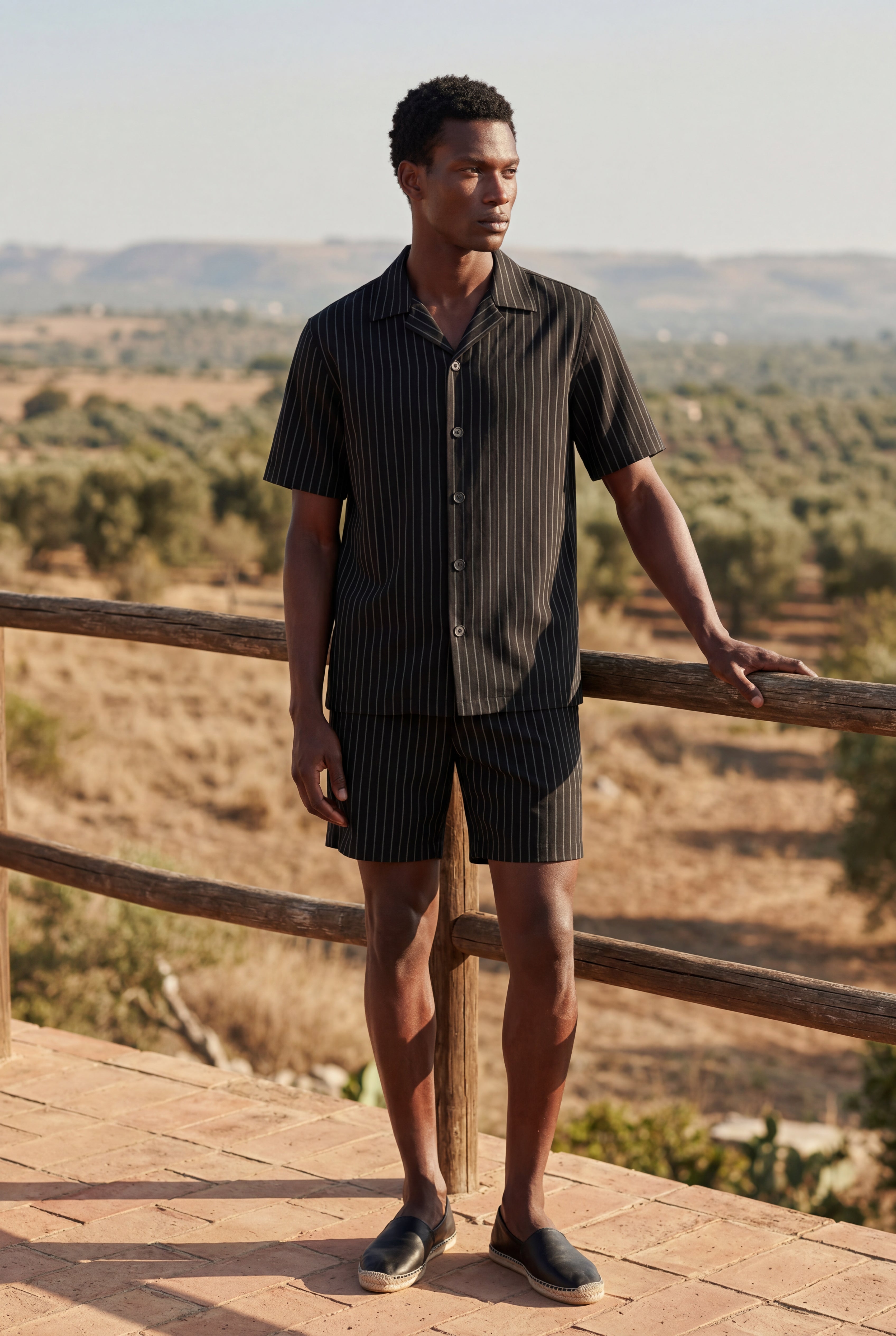 Liam | Ribbed Short Sleeve Shirt and Shorts Set