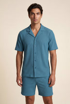 Liam | Ribbed Short Sleeve Shirt and Shorts Set