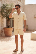 Liam | Ribbed Short Sleeve Shirt and Shorts Set