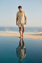 Liam | Ribbed Short Sleeve Shirt and Shorts Set
