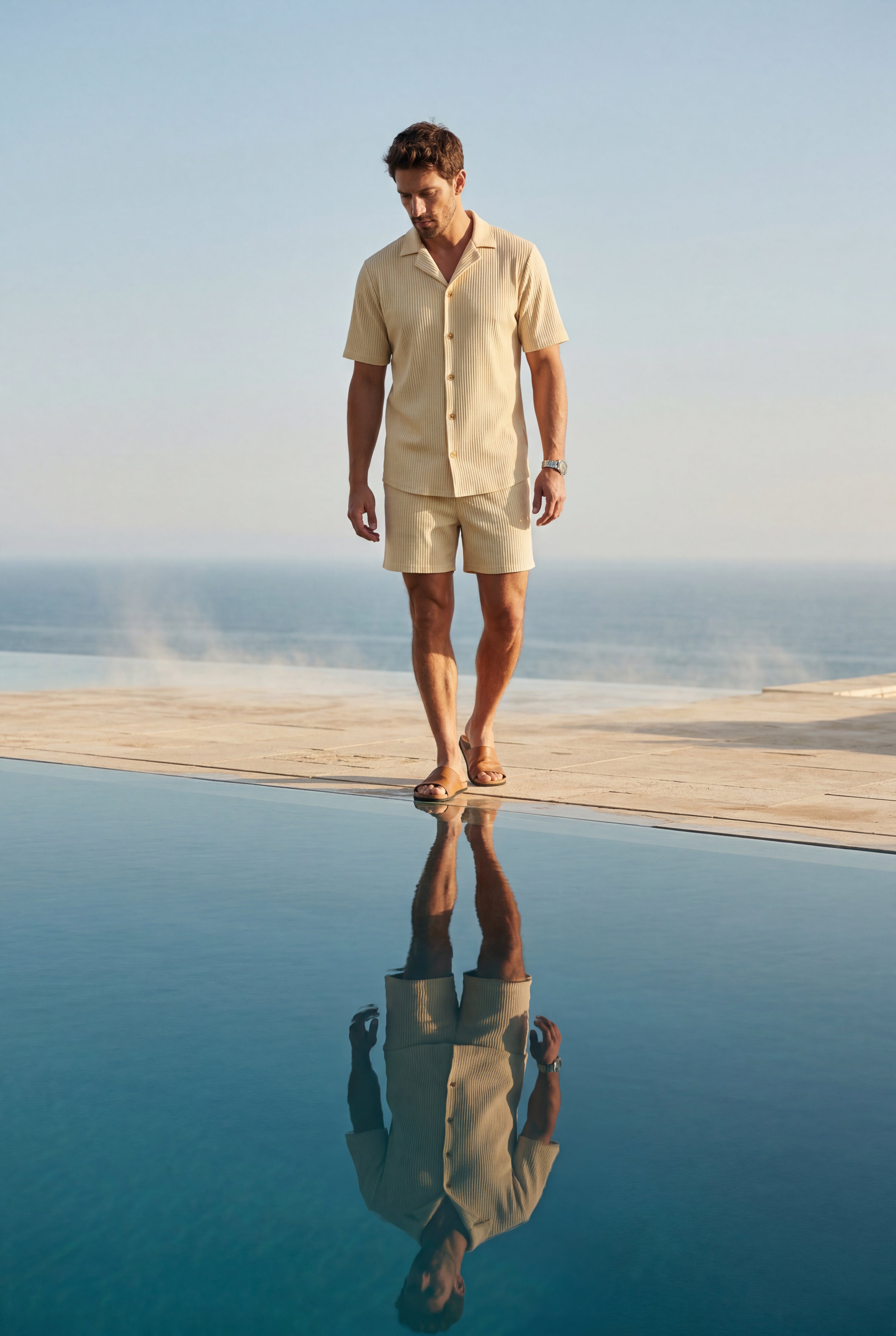 Liam | Ribbed Short Sleeve Shirt and Shorts Set