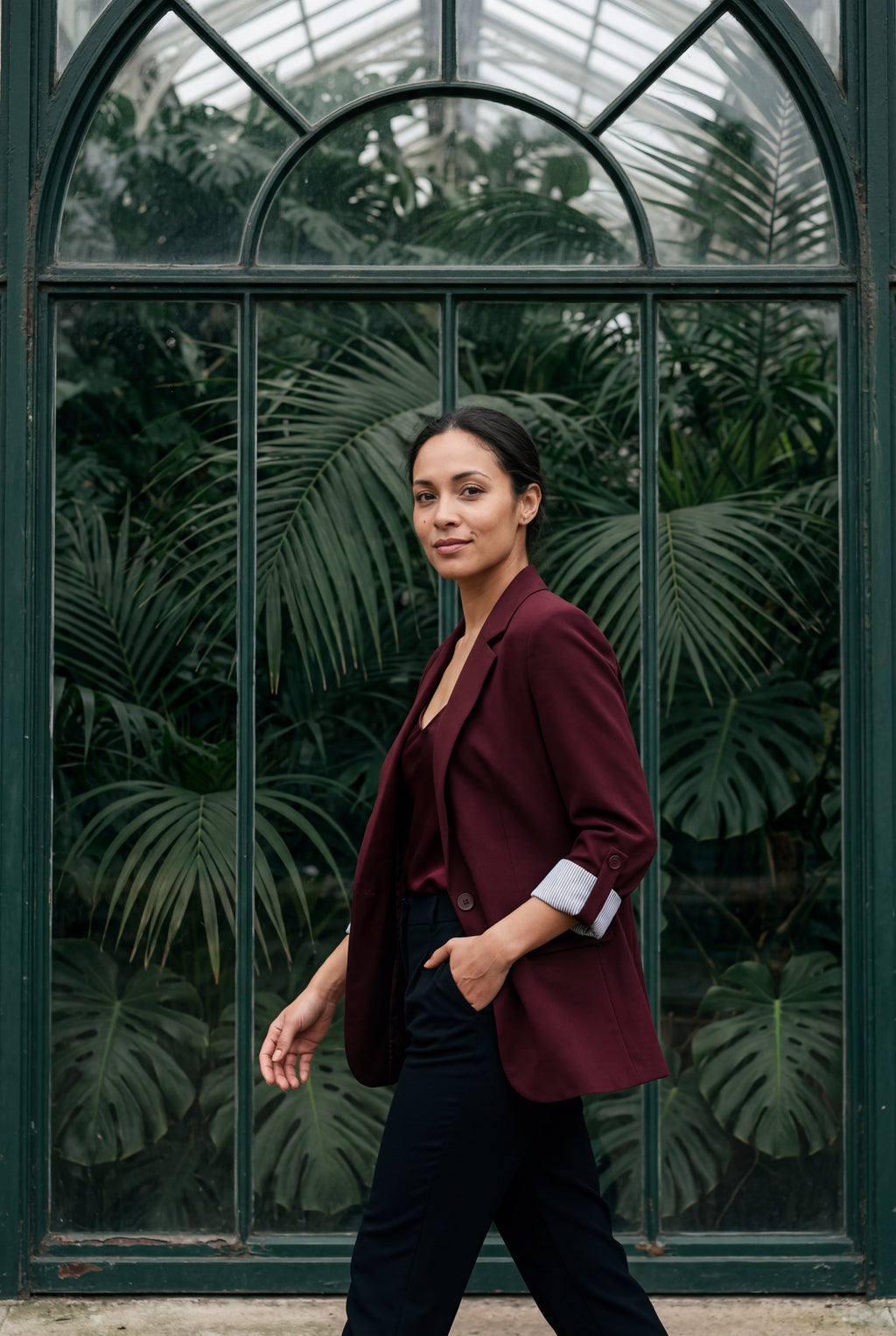 Roll-tab Sleeve Single-breasted Relaxed Blazer | Elcevi