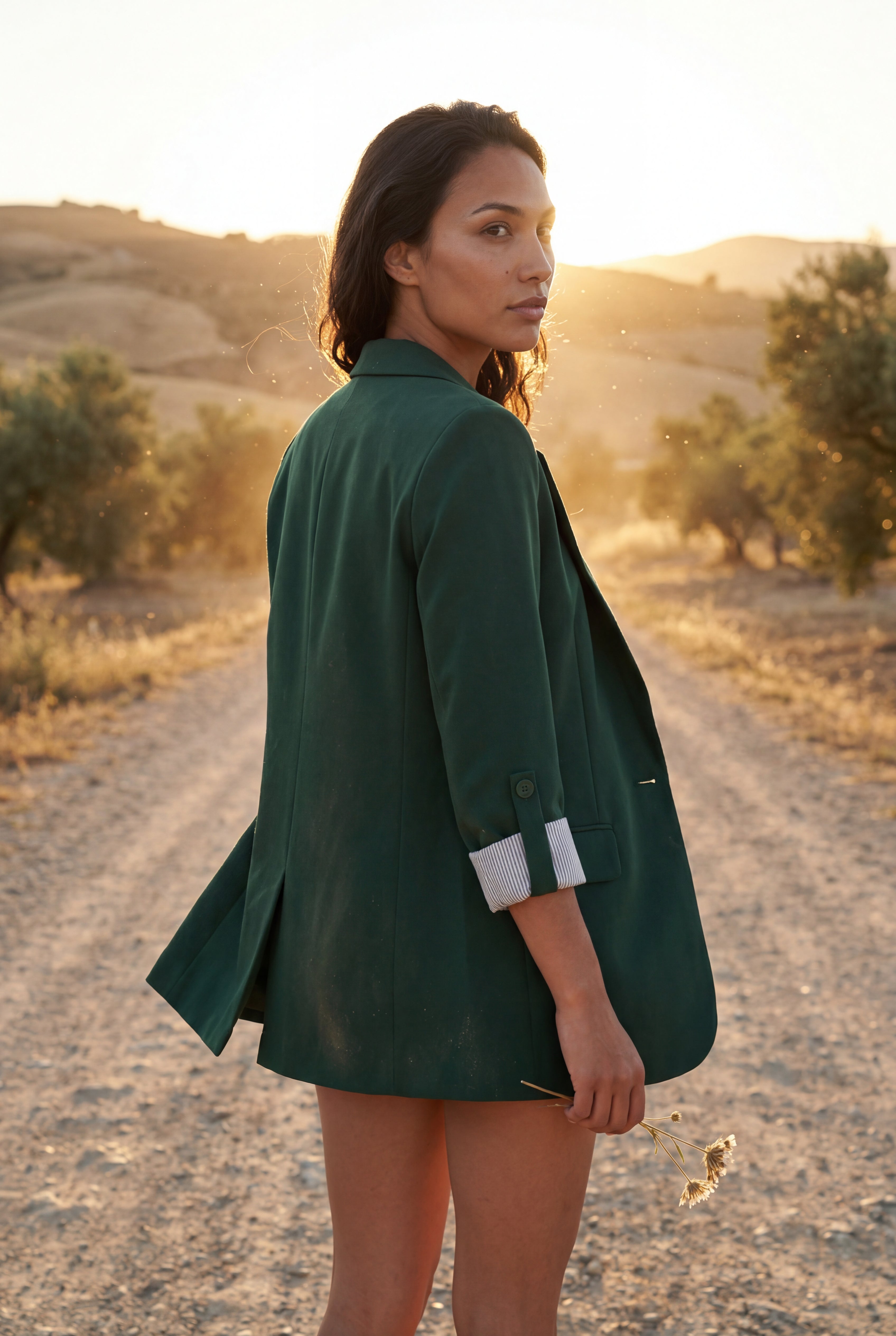 Roll-tab Sleeve Single-breasted Relaxed Blazer | Elcevi