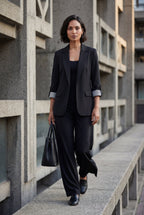 Roll-tab Sleeve Single-breasted Relaxed Blazer | Elcevi