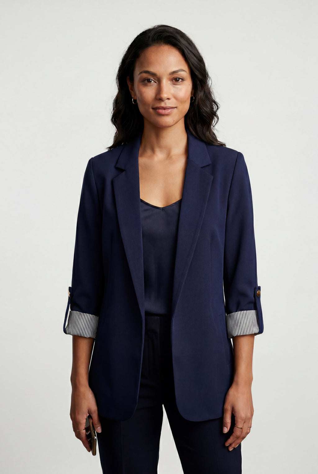 Roll-tab Sleeve Single-breasted Relaxed Blazer | Elcevi