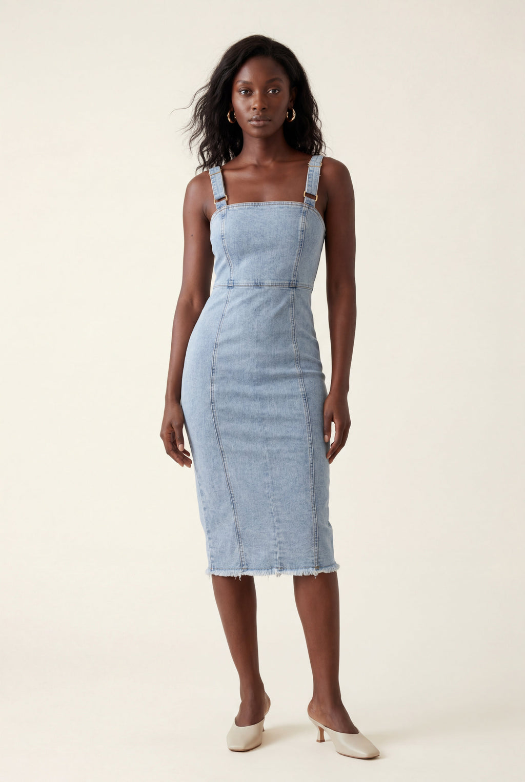 Alyssa | Square Neck Front Slit Midi Tank Dress For Women