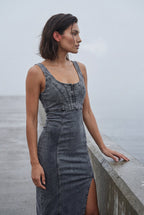 Alyssa | Square Neck Front Slit Midi Tank Dress For Women