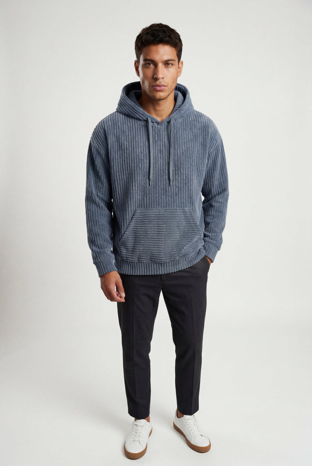 Liam | Texture Hooded Pullover Jacket with Kangaroo Pocket