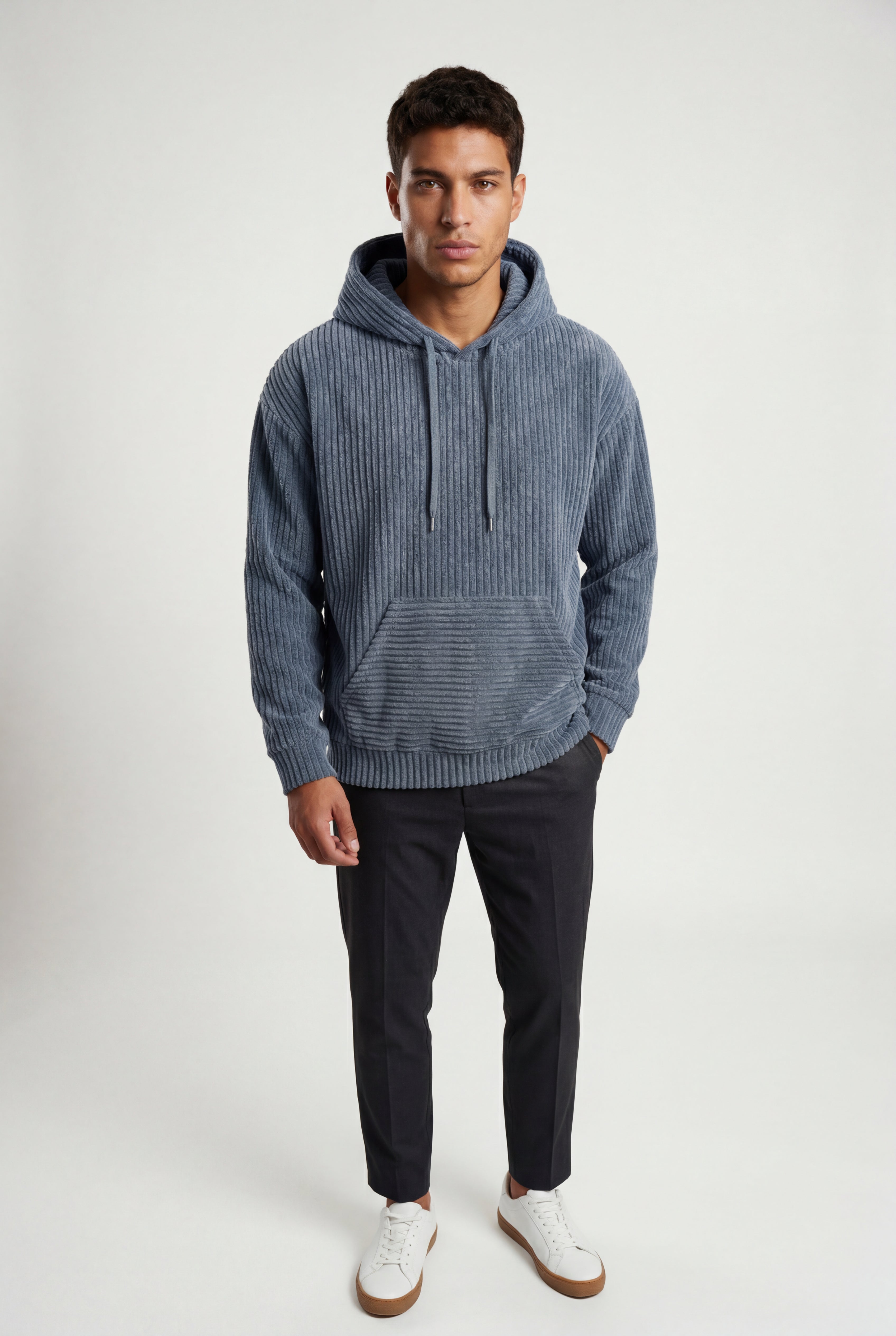 Liam | Texture Hooded Pullover Jacket with Kangaroo Pocket