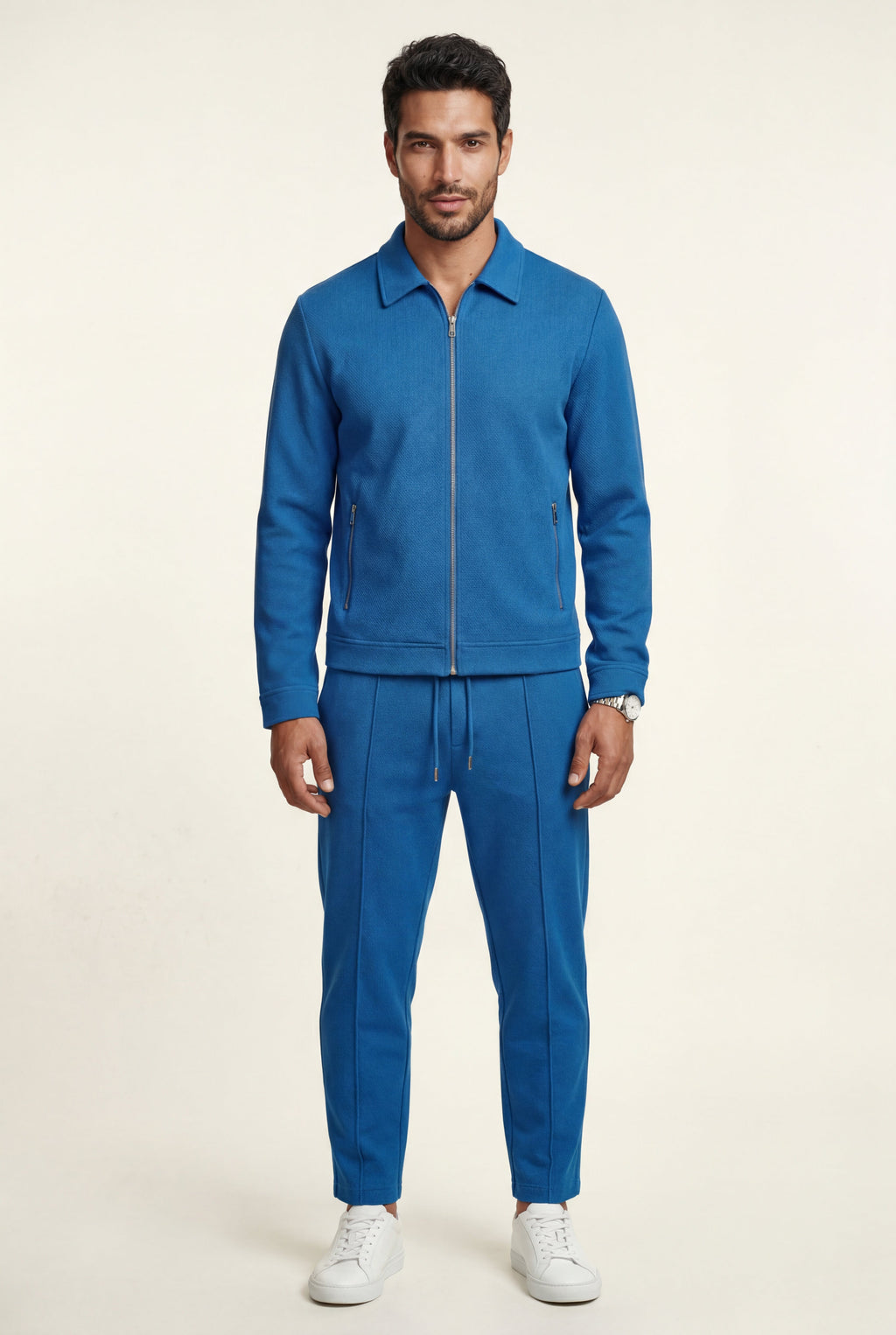 Liam | Textured Zip-up Jacket and Jogger Set with Ribbed Detail
