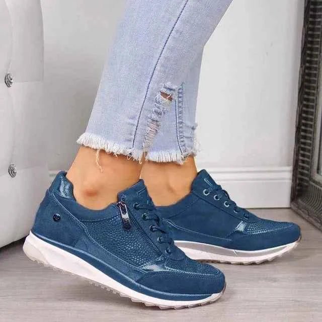 Lia | Women's Metallic Panel Low-Top Casual Sneakers