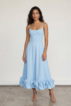 Elcevi | Ruffled Hem Fit and Flare Midi Dress For Women