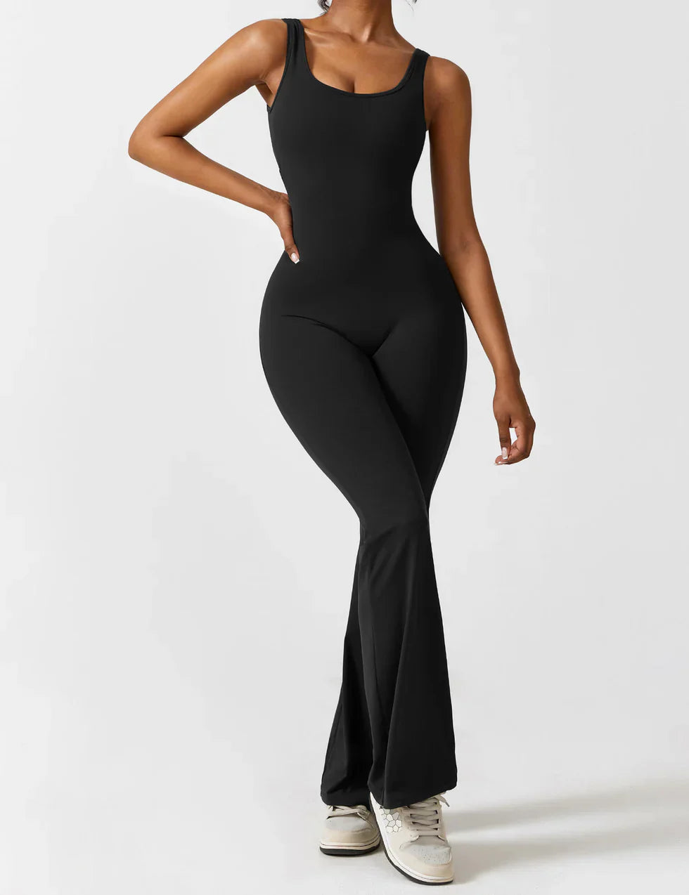Elena - Flared Jumpsuit with V-Neck and Shaping Fit for Women