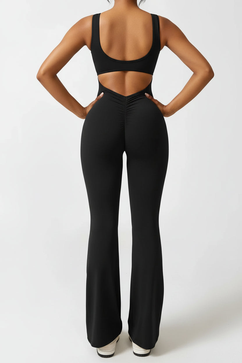 Elena - Flared Jumpsuit with V-Neck and Shaping Fit for Women