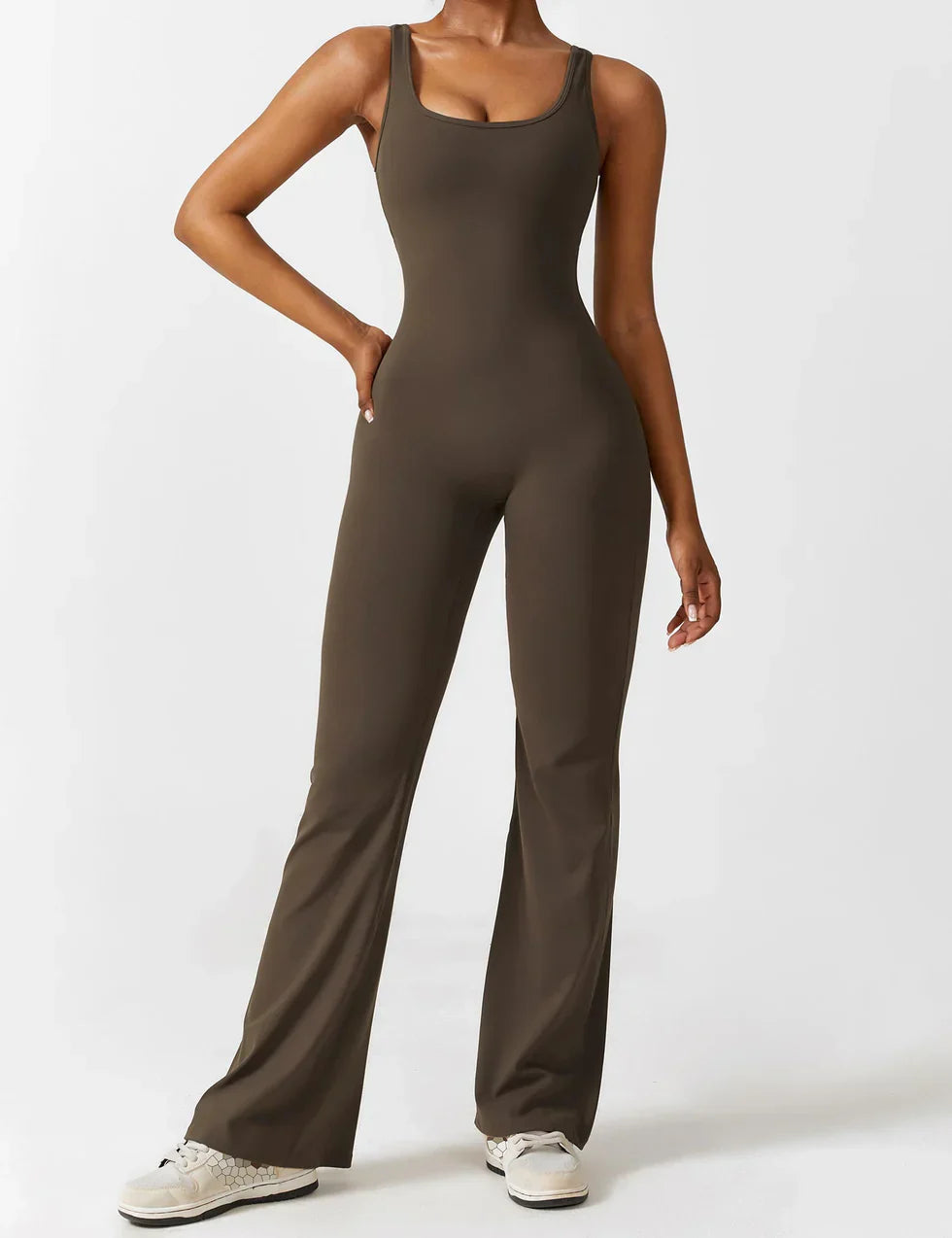 Elena - Flared Jumpsuit with V-Neck and Shaping Fit for Women