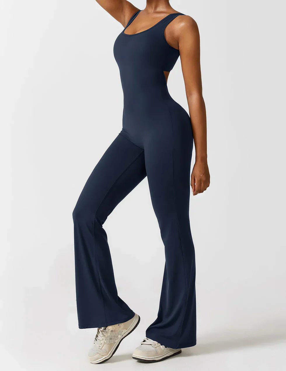 Elena - Flared Jumpsuit with V-Neck and Shaping Fit for Women