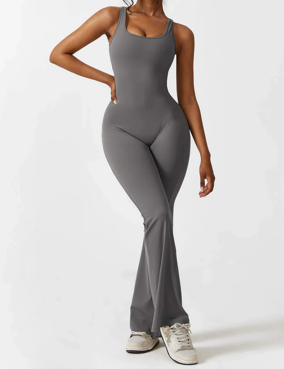 Elena - Flared Jumpsuit with V-Neck and Shaping Fit for Women