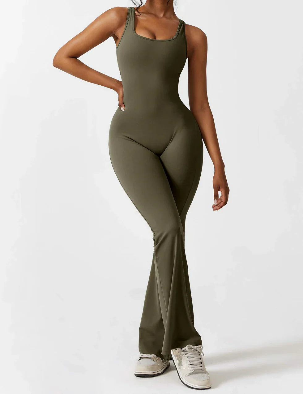 Elena - Flared Jumpsuit with V-Neck and Shaping Fit for Women