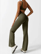 Elena - Flared Jumpsuit with V-Neck and Shaping Fit for Women