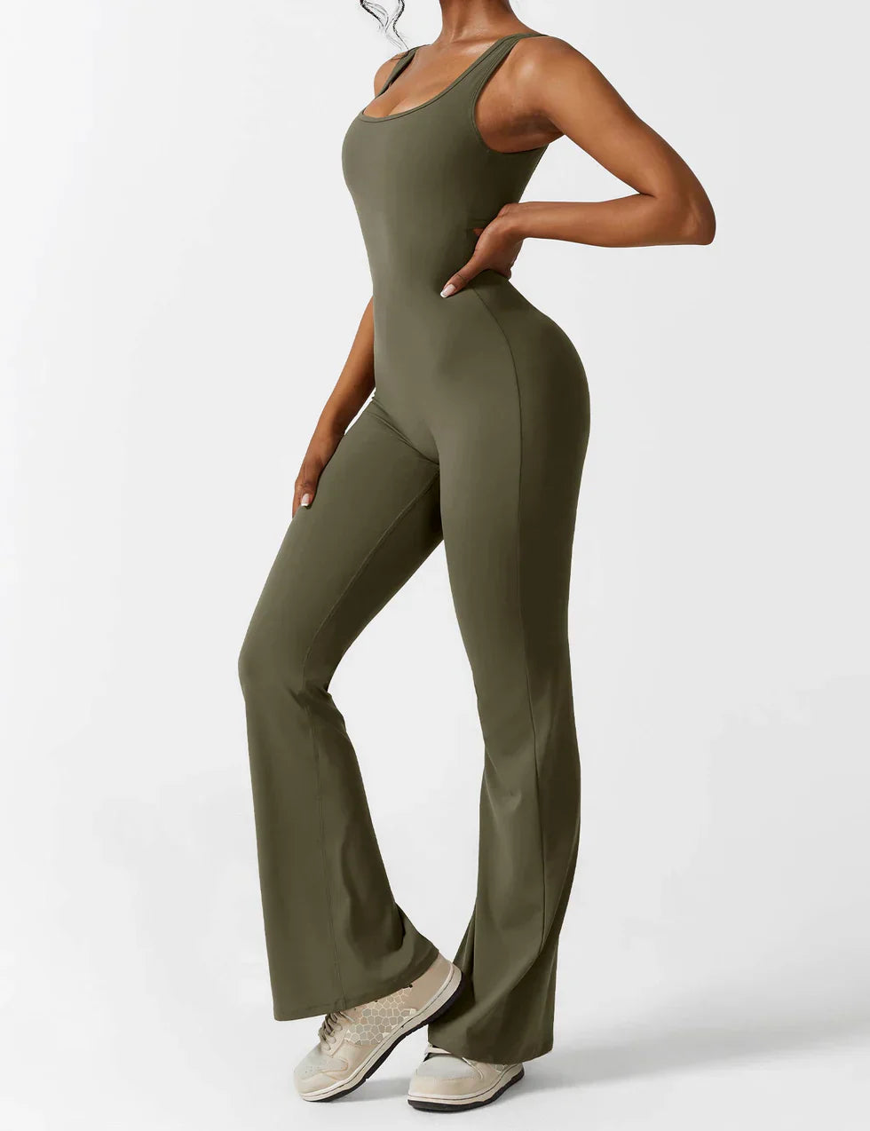 Elena - Flared Jumpsuit with V-Neck and Shaping Fit for Women