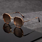 Kian | Blue Gradient Geometric Hexagonal Frame Sunglasses