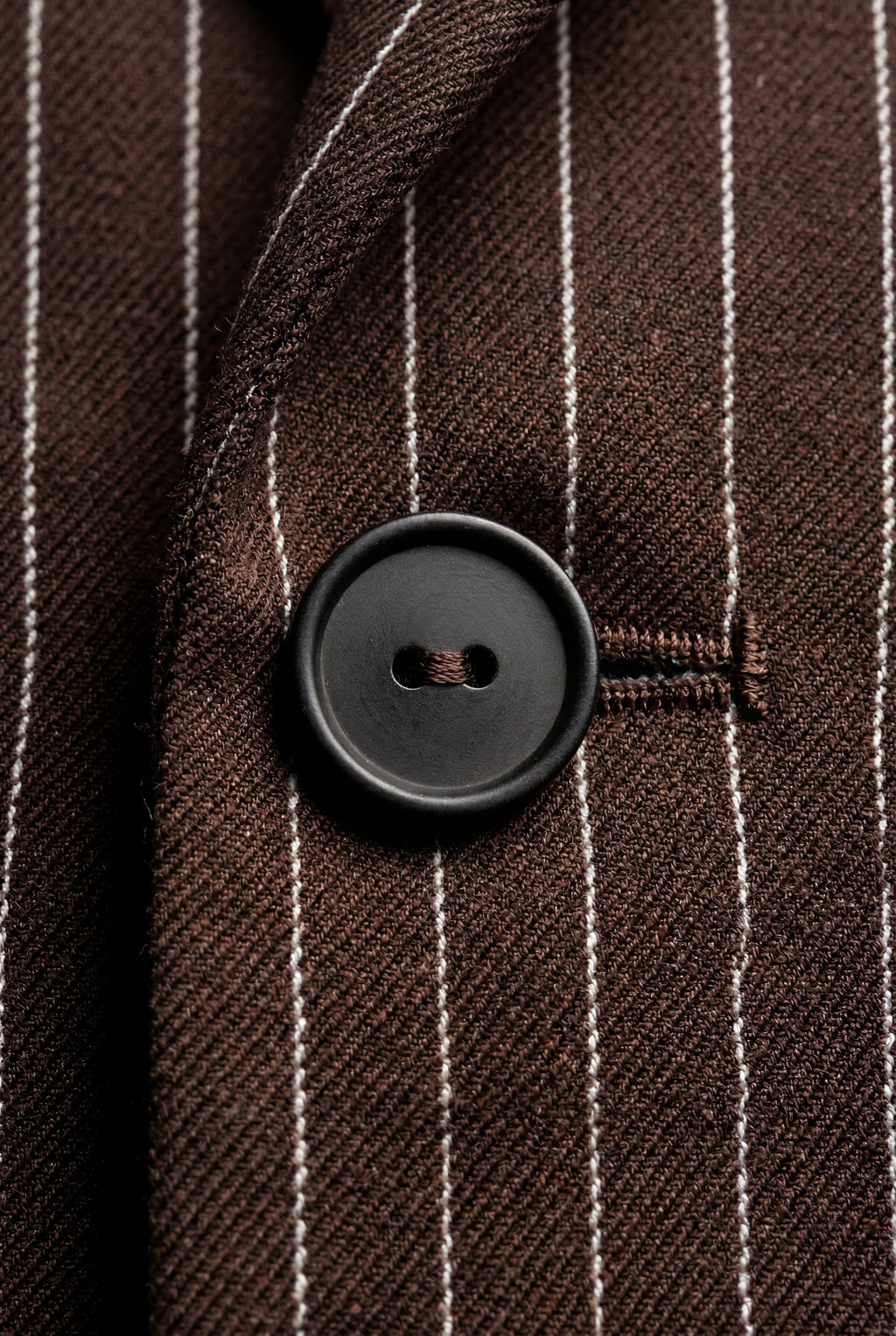 Elcevi | Brown Pinstripe Single-breasted Blazer with Contrast Cuffs For Women