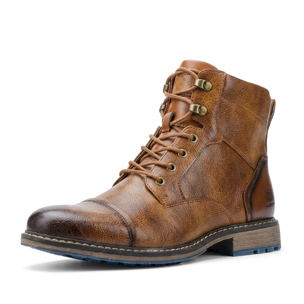 Josip | Burnished Brown Distressed Lace-up Ankle Boots