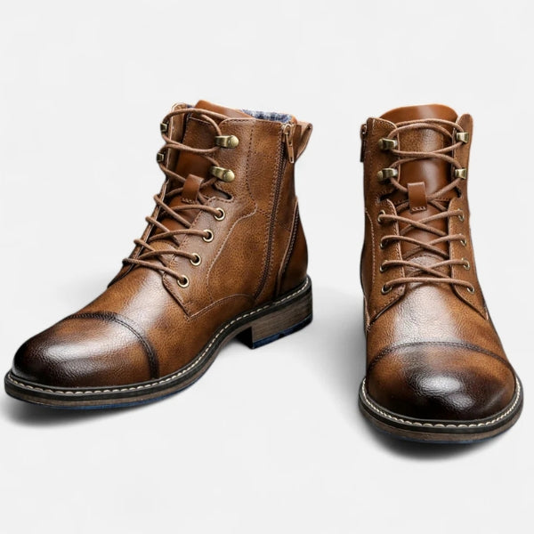Josip | Burnished Brown Distressed Lace-up Ankle Boots