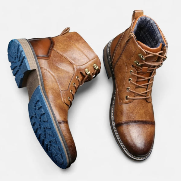 Josip | Burnished Brown Distressed Lace-up Ankle Boots