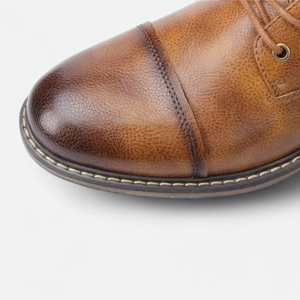 Josip | Burnished Brown Distressed Lace-up Ankle Boots