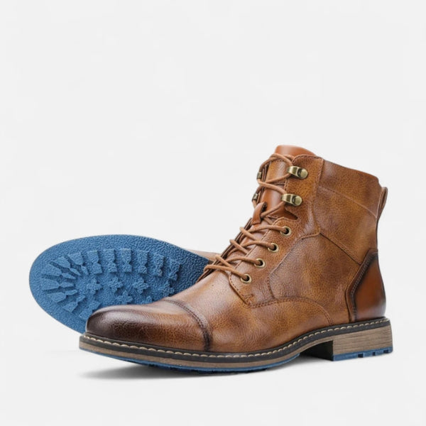 Josip | Burnished Brown Distressed Lace-up Ankle Boots