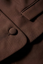 Chocolate Brown Cropped Blazer and Mini Skirt Set | Elcevi
