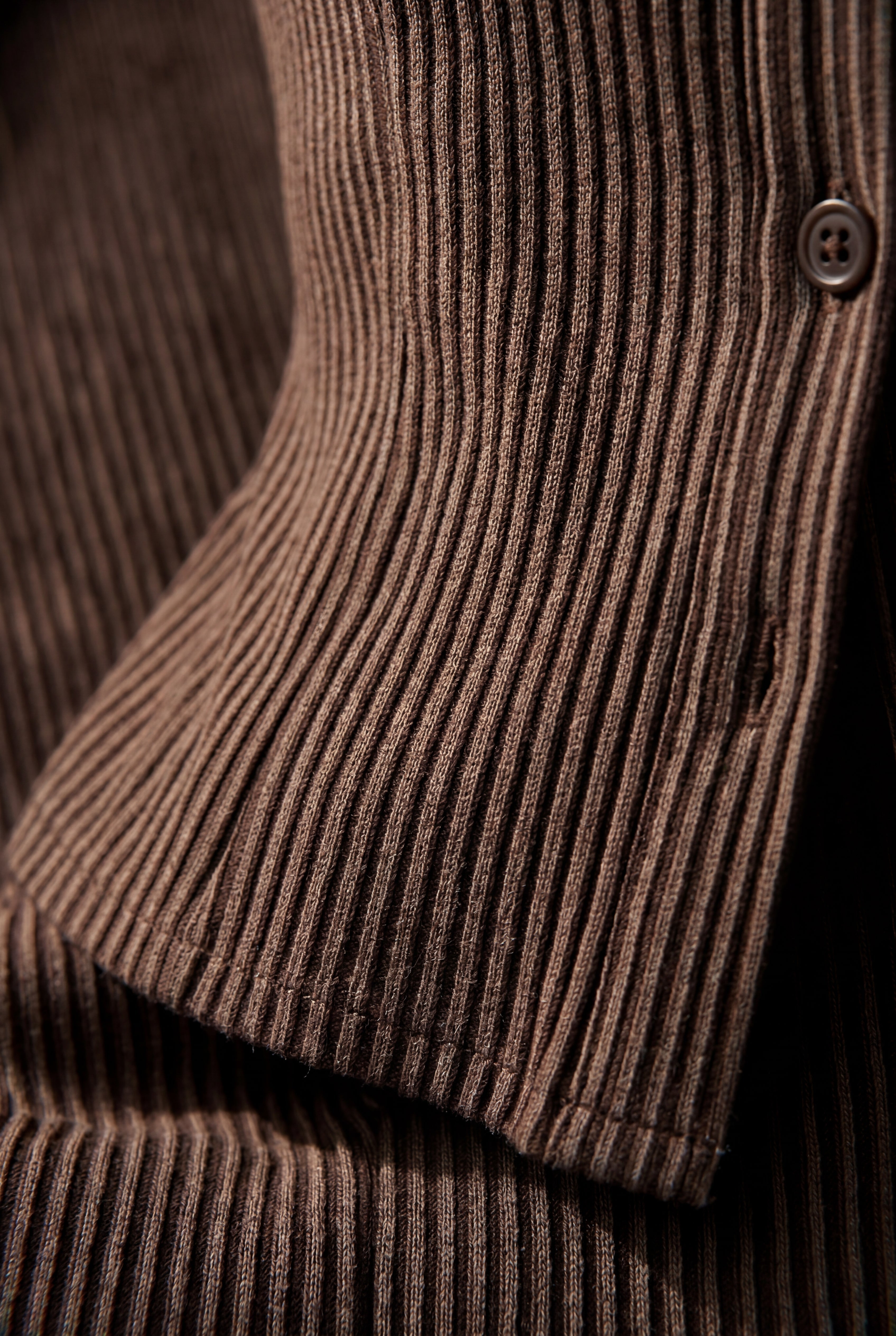 Lisa | Chocolate Brown Ribbed Button-up Peplum Blouse