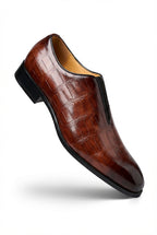 Liam | Crocodile-embossed Slip-on Glossy Dress Shoes