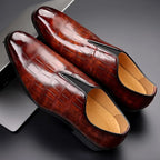 Liam | Crocodile-embossed Slip-on Glossy Dress Shoes
