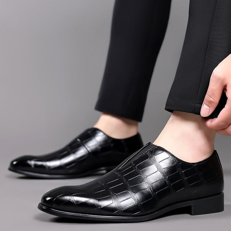 Liam | Crocodile-embossed Slip-on Glossy Dress Shoes