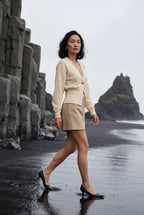 Deep V-neck Gold Button Cardigan Sweater | Senna