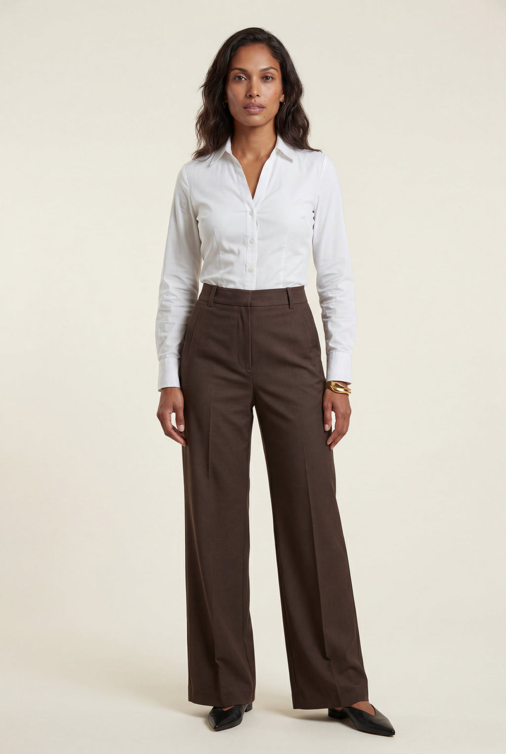 Lia | High-waisted Tailored Wide-leg Trousers with Pleats