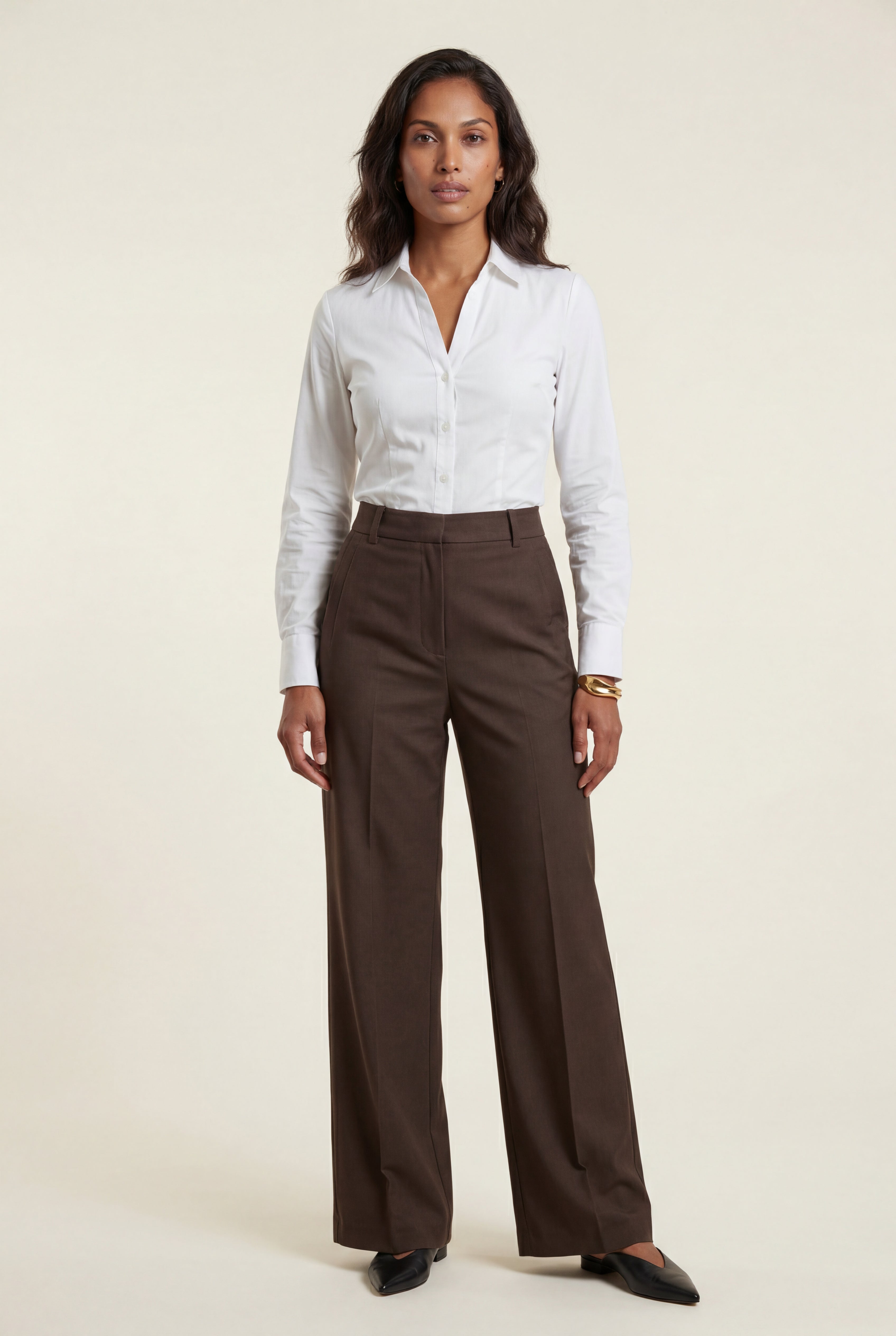 Lia | High-waisted Tailored Wide-leg Trousers with Pleats