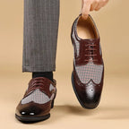 Liam | Men's Houndstooth Panel Brogue Oxford Dress Shoes