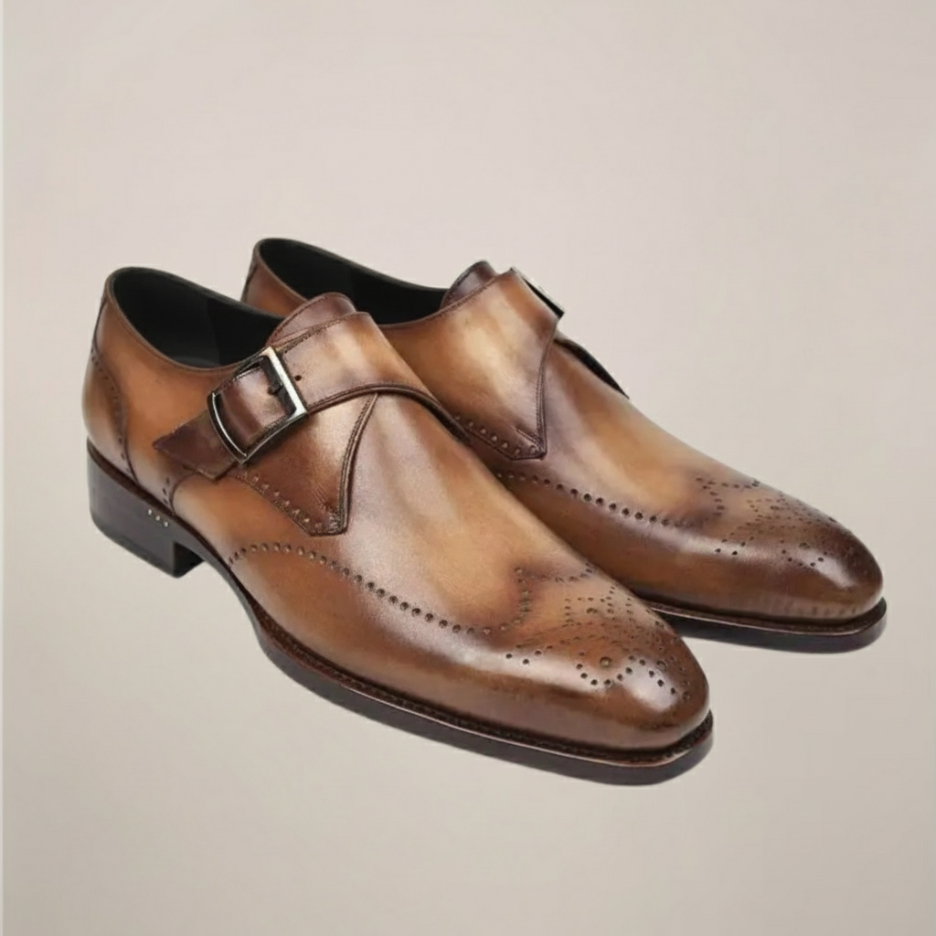 Liam | Monk Strap Brogue Dress Shoes with Wingtip Detailing