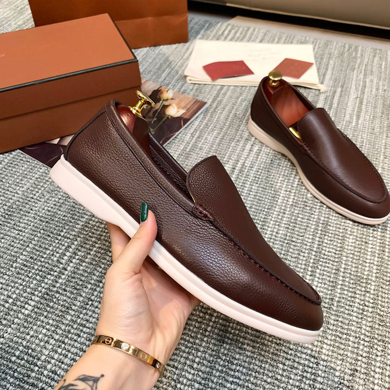 Liam | Pebbled Slip-on Loafers with Contrast Sole